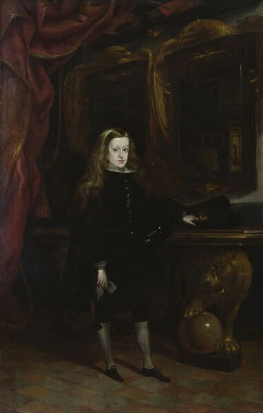 Portrait of Charles II (1661-1700) of Habsbourg aged 12, 1673-85 (oil on canvas)