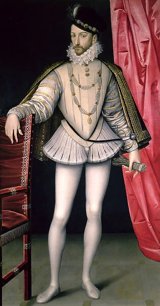 Portrait of Charles IX (1550-74) (oil on panel)