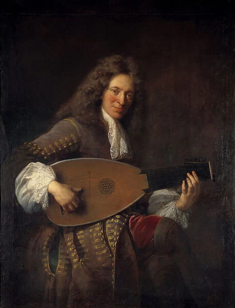 Portrait of Charles Mouton (1626-1710) luthist Painting by Francois de Troy (1645-1730
