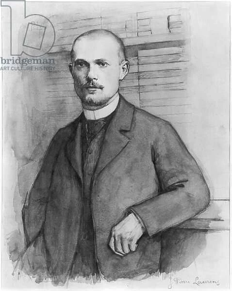 Portrait of Charles Peguy (w  /  c on paper) (b  /  w photo)