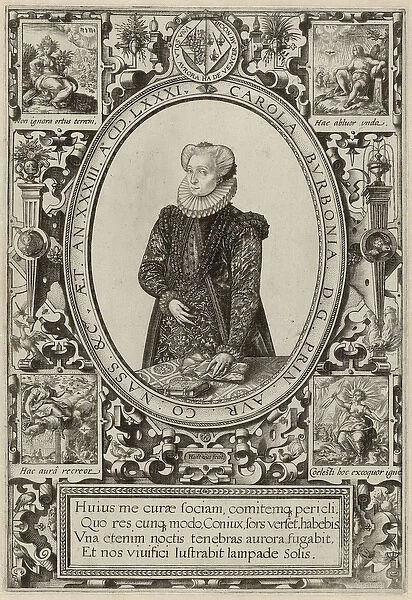 Portrait of Charlotte de Bourbon, 1581 (engraving)