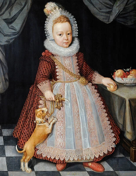 Portrait of a Child with a Rattle, 1611 (oil on wood)