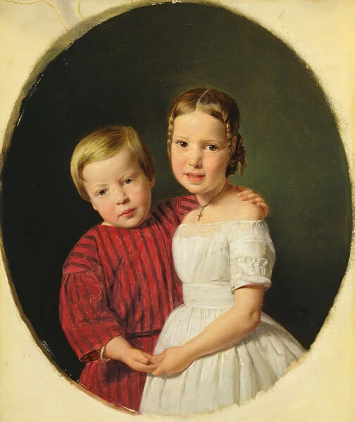 Portrait of Two Children, 1844 (oil on panel)