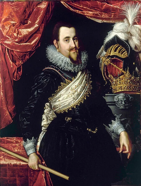 Portrait de Christian IV, roi du Danemark (1577-1648). Peinture de Pieter Isaacsz (1569-1625) vers 1615. Frederiksborg Slot. Denmark
