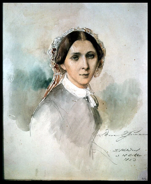 Portrait of Clara Schumann (1819-96) 1853 (w  /  c on paper)