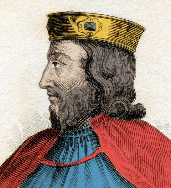 Portrait of Clovis I (466-511), King of the Franks. Engraving of the 19th century