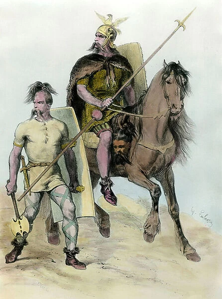 Portrait of Clovis I a horse (465 - 511) King of the Francs