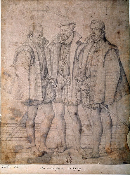Portrait of the three Coligny: Cardinal Odet (1515-1571), Gaspard (1517-1572)