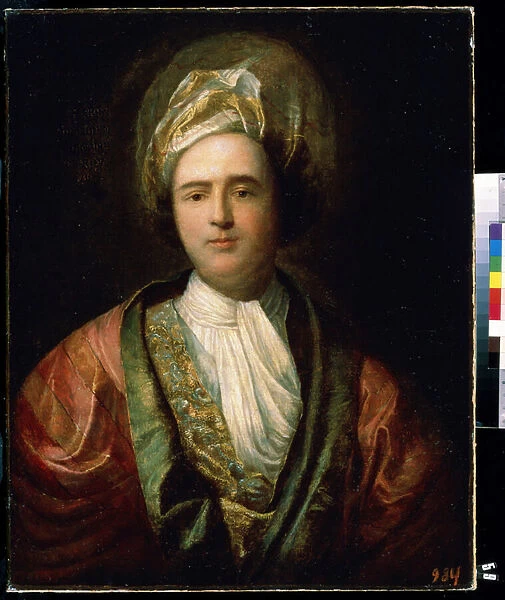 'Portrait de comedien en costume de scene oriental'(Portrait of an actor) Il est coiffe d un turban. Peinture de Jean Ranc (1674-1735) 18eme siecle Mikhail Kroshitsky Art Museum, Sevastopol (Sebastopol) Ukraine