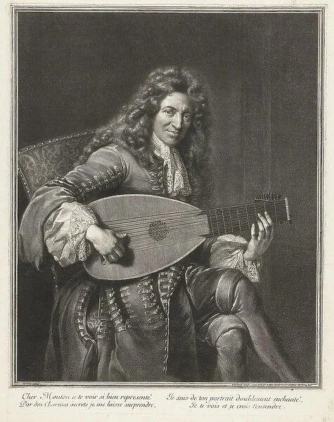 Portrait of the Composer Charles Mouton (c. 1626-1710), 1666-1707 (engraving)
