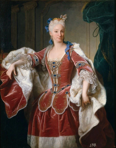 Portrait d Elizabeth Farnese (1692-1766) (Isabel de Farnesio ou Isabella Farnese) reine d Espagne (Portrait of Elisabeth Farnese, Queen consort of Spain) - Oil on canvas by Jean Ranc (1674-1735), 1723 - Dim : 144x115 cm - Museo del Prado