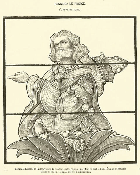 Portrait d Engrand le Prince, verrier du seizieme siecle (engraving)