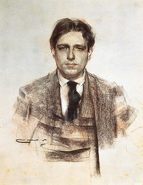 'Portrait d Eugeni d Ors (1881-1954) ecrivain catalan'Dessin de Ramon Casas i Carbo (1866-1932). 1899-1905. Barcelone. National Art Museum of Catalonia