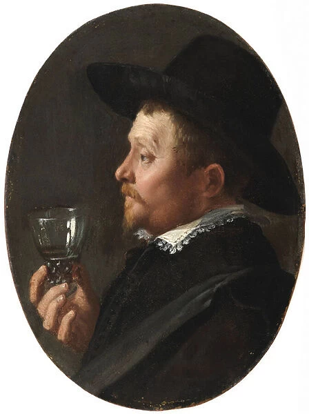 'Portrait d homme tenant un verre roemer'
