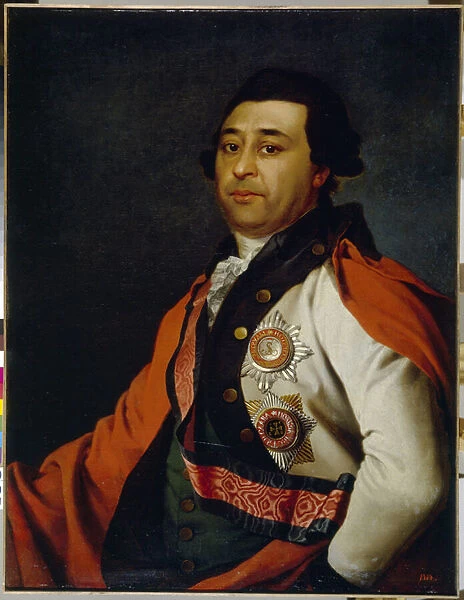 Portrait d Ivan Abramovitch Gannibal (1735-1801). (Portrait of Ivan Abramovich Gannibal). Peinture de Dmitri Grigorievich Levitsky (Levitski) (1735-1822), huile sur toile, vers 1780. Art russe, 18e siecle