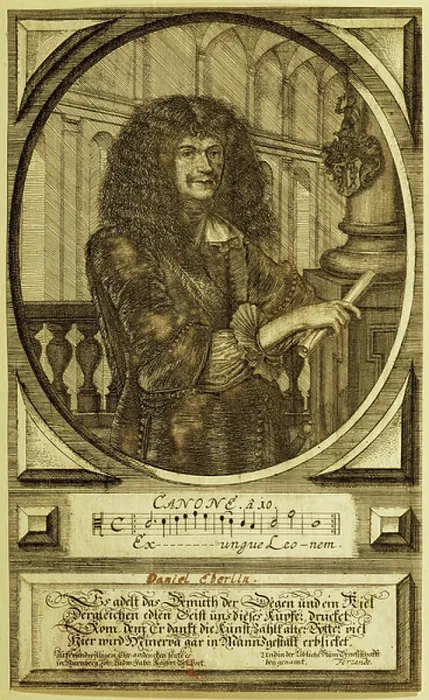 Framed Print : Portrait of Daniel Eberlin (Nuremberg, 1647 - Kassel, circa 1715), German composer, Engraving Framed Print : Portrait of Daniel Eberlin (Nuremberg, 1647 - Kassel, circa 1715), German composer, Engraving