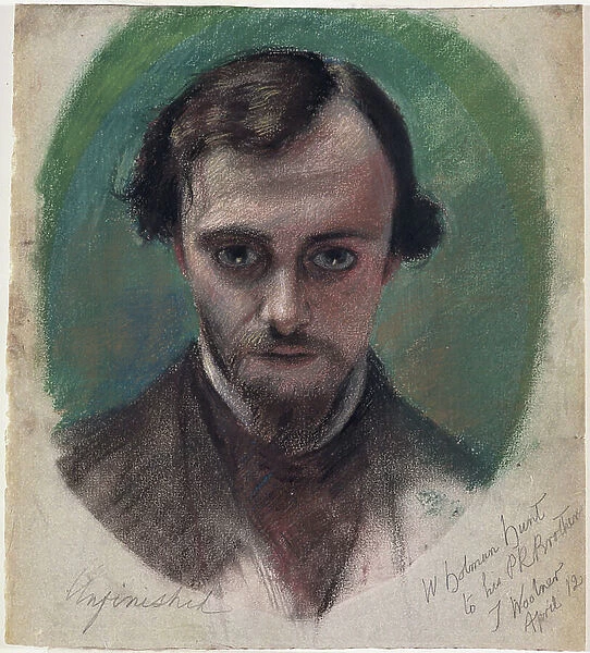 Portrait of Dante Gabriel Rossetti (1828-82) 1853 (pastel and coloured chalks on paper)