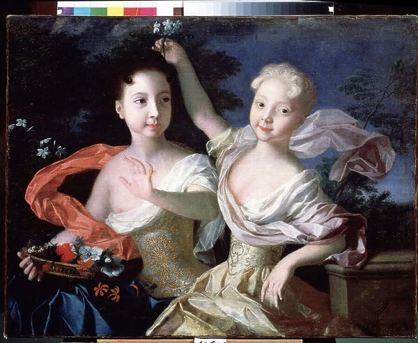 'Portrait des grandes duchesses Anna petrovna (1708-1728) et Elisabeth Petrovna (1709-1761) (qui sera imperatrice de Russie sous le nom d Elisabeth Iere)