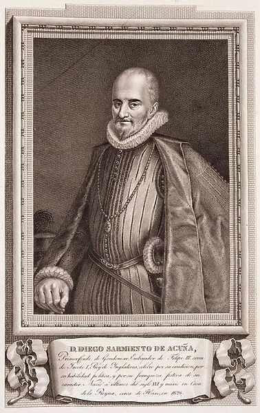 Portrait of Diego Sarmiento de Acuna (d. 1626) Count of Gondomar (engraving)