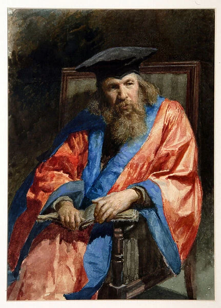 Portrait of Dmitri Mendeleev in the dress of the University of Edinburgh, 1885 (w  /  c & gouache on paper)