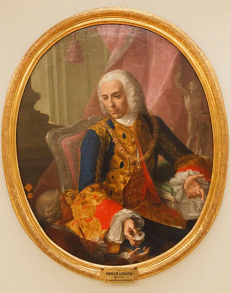 Portrait of Don Jose de Carvajal y Lancaster with the child, Mariano Sanchez, 1754