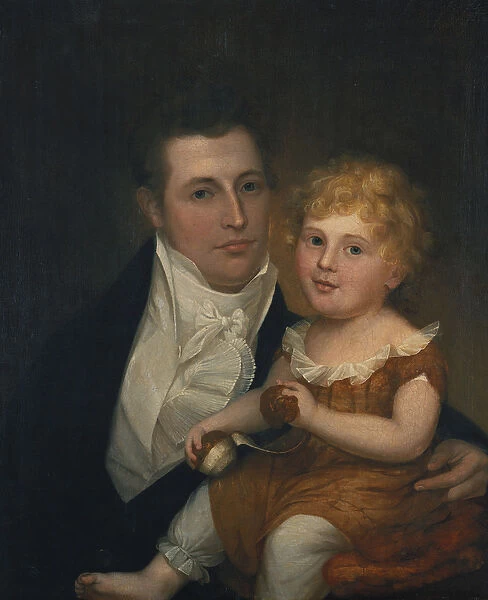 Portrait of Dr. Samuel Simes and his daughter, Mary Jane (oil on canvas)