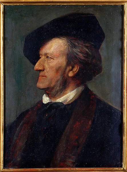 'Portrait du compositeur Richard Wagner'(Portrait of the composer Richard Wagner (1813-1883)) Peinture de Franz von Lenbach (1836-1904) - 1871 - Oil on wood - Richard Wagner Museum, Bayreuth