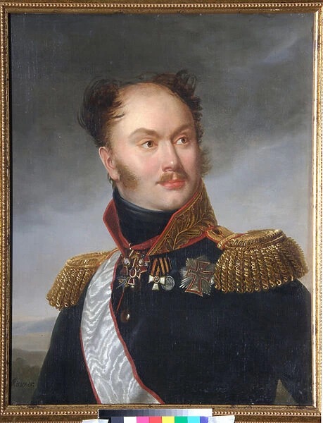 Portrait du comte Mikhail (Michel) Fyodorovich Orlov (1788-1842). Le Decembriste (ou decabriste) est represente avec ses decorations militaires et honorifiques. Peinture de Henri Francois Riesener (1767-1828), huile sur toile, vers 1818