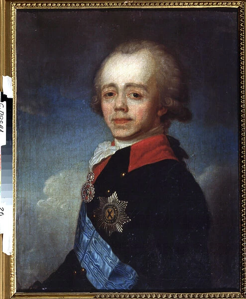 Portrait du grand duc Pavel Petrovich (1754-1801) (Portrait of the grand duke Pavel Petrovich). Peinture de Jean Louis Voille (1744- apres 1803). Huile sur toile, 73, 5 x 59, 5 cm, fin 18e siecle. art francais, classicisme