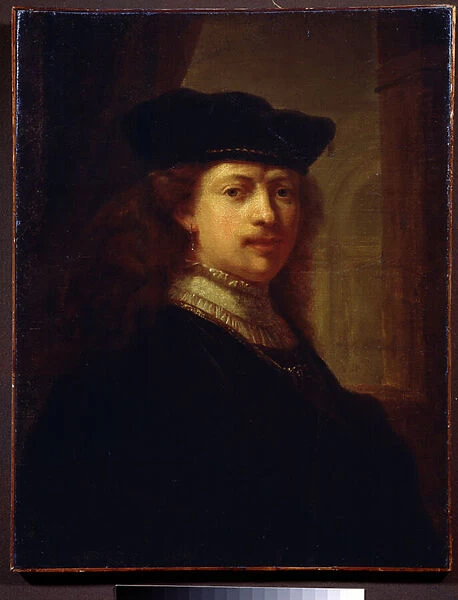 'Portrait du peintre Harmenszoon van Rijn dit Rembrandt (1606-1669)'Peinture de l entourage de Rembrandt. 17eme siecle Musee Pouchkine, Moscou