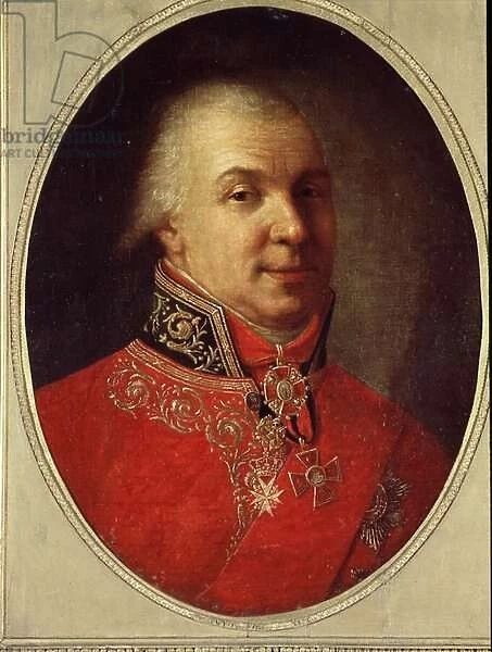 Portrait du poete Gavrill R. Derzhavin (Gavril ou Gavrila Derjavine) (1743-1816) (Portrait of the poet Gavrill R. Derzhavin). Peinture de Ivan Petrovich Argunov (Argounov) (1729-1802). Huile sur toile, 61 x 50 cm, avant 1801
