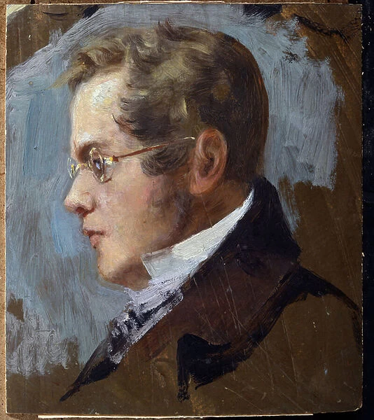 Portrait du poete prince Piotr Andreievitch Viazemski (Pierre Wiazemsky) (1792-1878) (Portrait of the Poet Prince Pyotr. A. Vyazemsky). Oeuvre de Grigori (Grigoriy, Grigory) Grigoryevich Myasoyedov (Myasoedov, Miasoedov) (1834-1911)