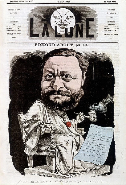 Portrait of Edmond About, French writer (1828-1885). In La lune, 25  /  08  /  1867