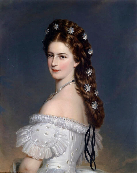 'Portrait de Elisabeth de Wittelsbach (1837-1898) (sissi ou sisi), imperatrice d Autriche (1854-1898) et reine de Hongrie (1867-1898)'Peinture de Franz Xavier Winterhalter (1805-1873) vers 1860 Collection privee