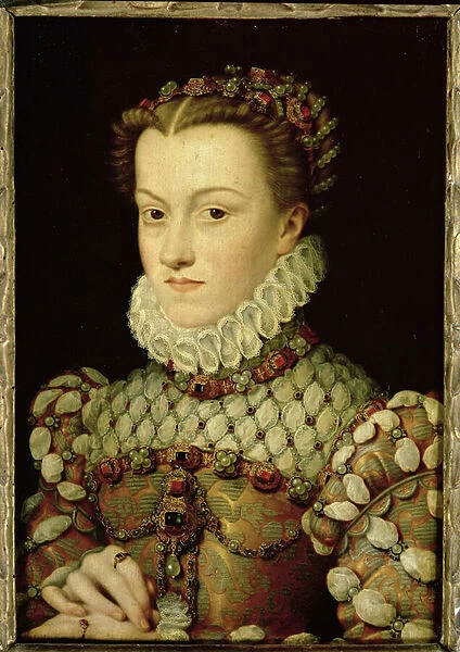 Portrait of Elizabeth of Austria (1554-92) Queen of France, c. 1570 (oil on panel)