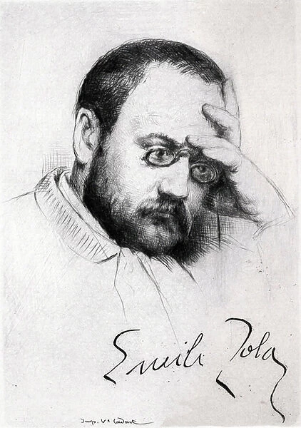 Portrait of Emile Zola (1840-1902), French writer. Sun: 14, 5x10cm. Musee d Arbaud