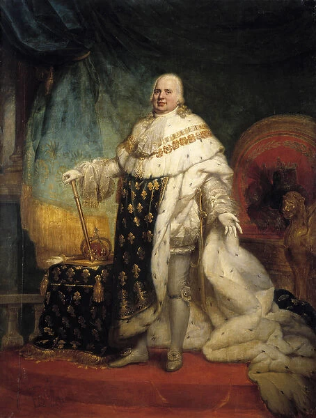 Portrait en pied de Louis XVIII (1755-1824) en costume de corre Painting by Jean Baptiste