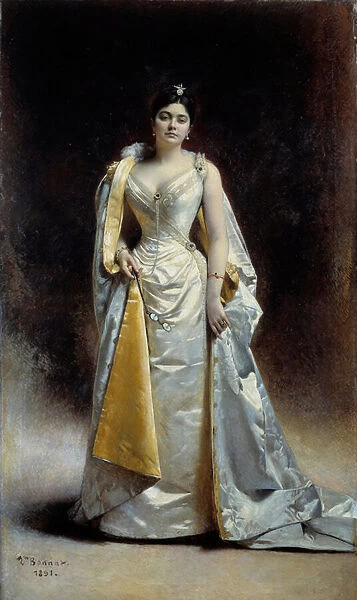 Portrait en pied de Madame Albert Cahen d Antwerp Painting by Leon Bonnat (1833-1922