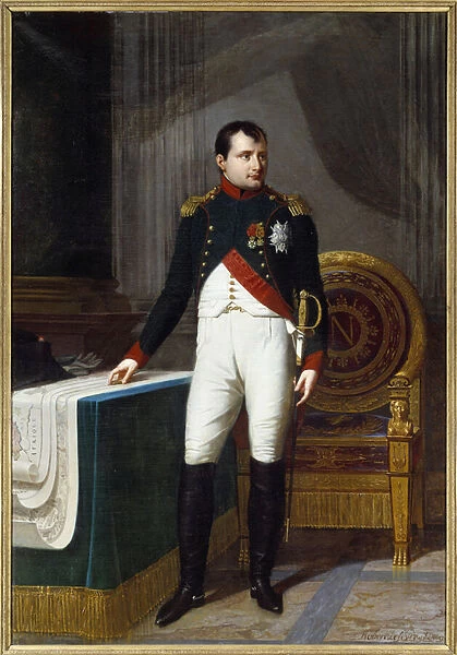 Portrait en pied de Napoleon I (1769-1821) en uniform de colonel des chasseurs de la