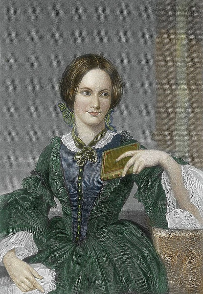 Portrait of the English novelist Charlotte Bronte (1816-1855) (Portrait of english writer Charlotte Bronte) Engraving 19th century Private collection