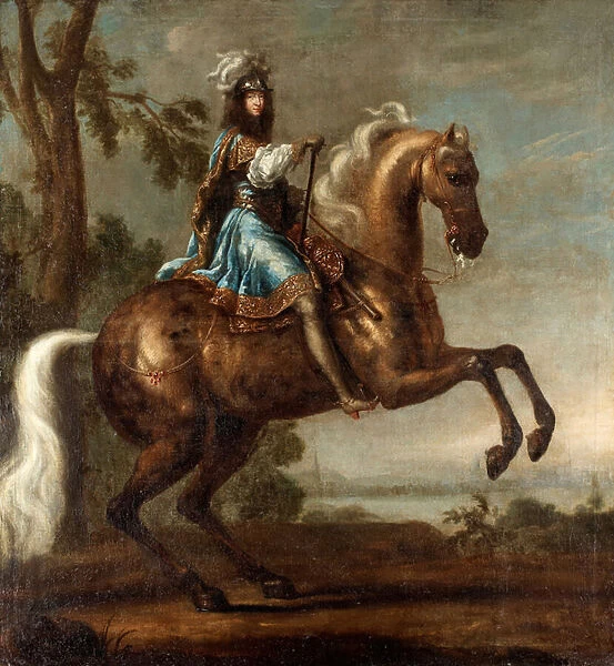 Portrait equestre de Charles XI de Suede (1655-1697) (Portrait of Charles XI of Sweden) - Oil on wood (124x115 cm) by David Kloecker Ehrenstrahl (1629-1698) - Private Collection