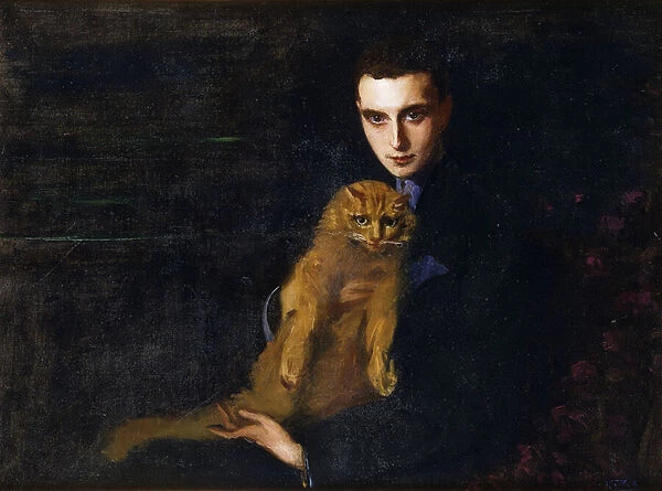 Portrait of Erte with Misha, c. 1915 (oil on canvas)