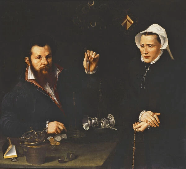 Portrait of a Essai Master and his Wife, half-length, c. 1561-7 (oil on panel)