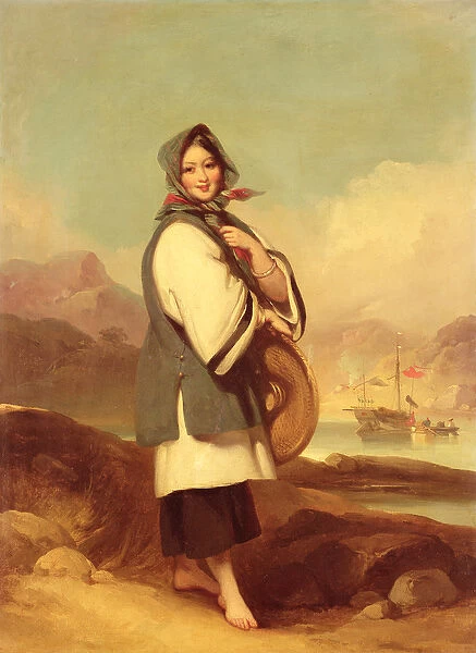Portrait of a Eurasian girl against a Chinese River Landscape