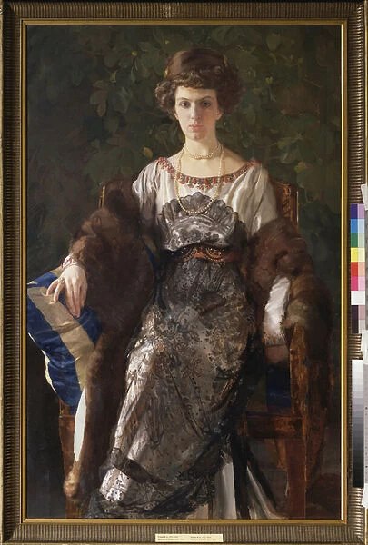 Portrait de Evfimia Nosova, nee Ryabushinskaya (1881-1960). Peinture de Konstantin (Constantin) Andreyevich Somov (1869-1939), huile sur toile, 1911. Art russe, 20e siecle. State Tretyakov Gallery, Moscou