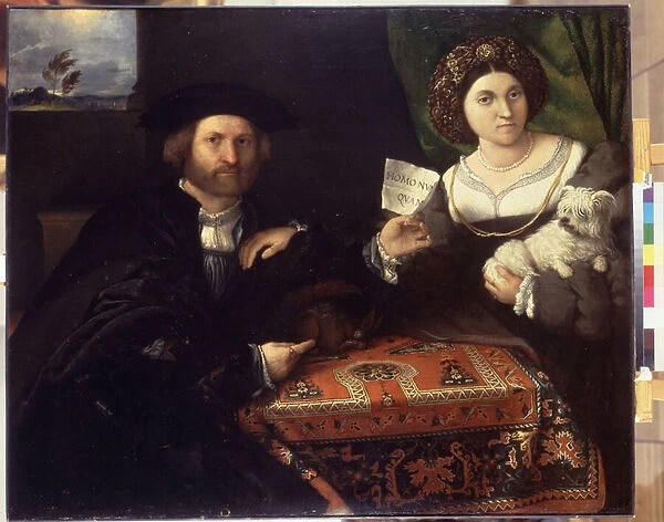 Portrait de famille (Family portrait). Peinture de Lorenzo Lotto (1480-1556), vers 1523. Huile sur toile. Art venitien epoque renaissance. Musee de l Ermitage, Saint Petersbourg