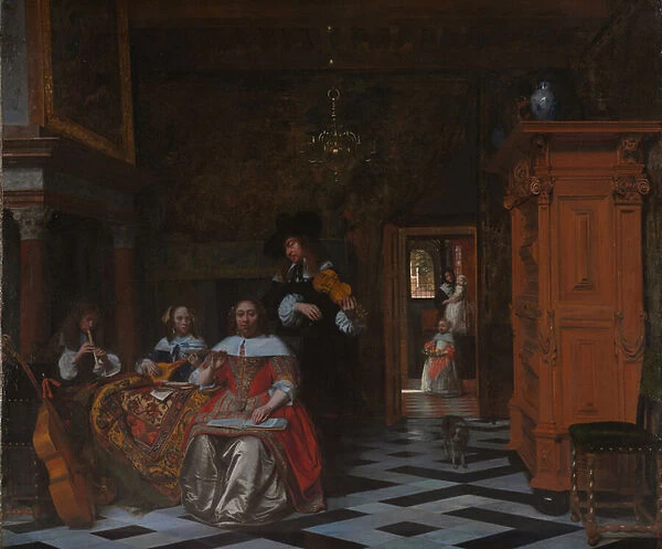 Portrait of a Family Playing Music, 1663 (oil on canvas)