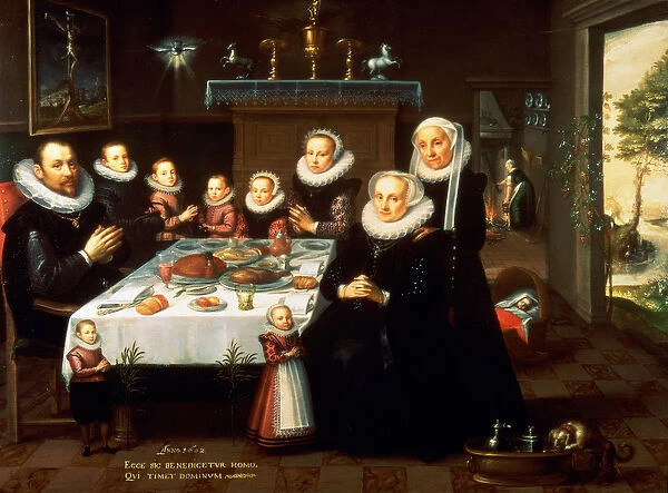 A Portrait of a Family saying Grace Before a Meal, 1602 (oil on canvas)