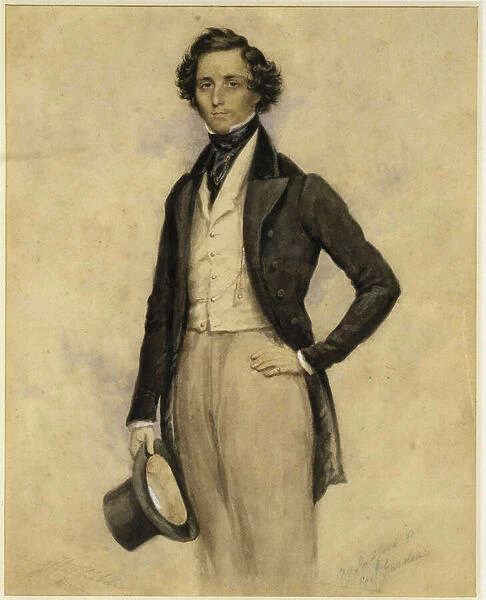 Portrait of Felix Mendelssohn Bartholdy (Hamburg, 1809-Leipzig, 1847), 1829 (watercolour)