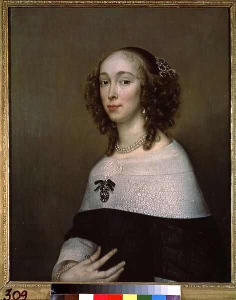 Portrait de femme (Portrait of a Lady). Peinture de Adriaen Hannemann (Adrien Hanneman, 1601-1671), 1653. Peinture hollandaise du 17eme siecle. Huile sur toile. Musee Pouchkine, Moscou